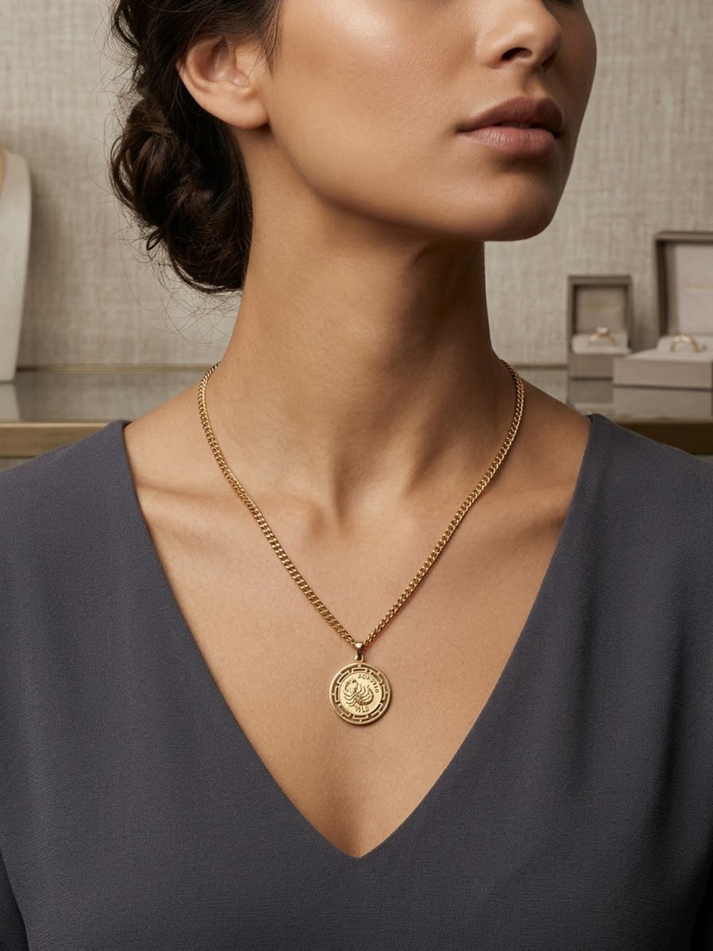 Vintage 1/20 12K Gold Filled Scorpio Zodiac Medallion Pendant Necklace 24"